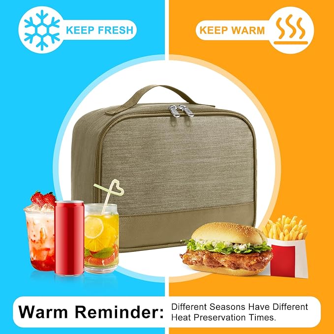 Lunch Box for Men - Reusable Lunch Bag Men Adult Women- Insulated LunchBox for Office Hiking Camping (Beige)