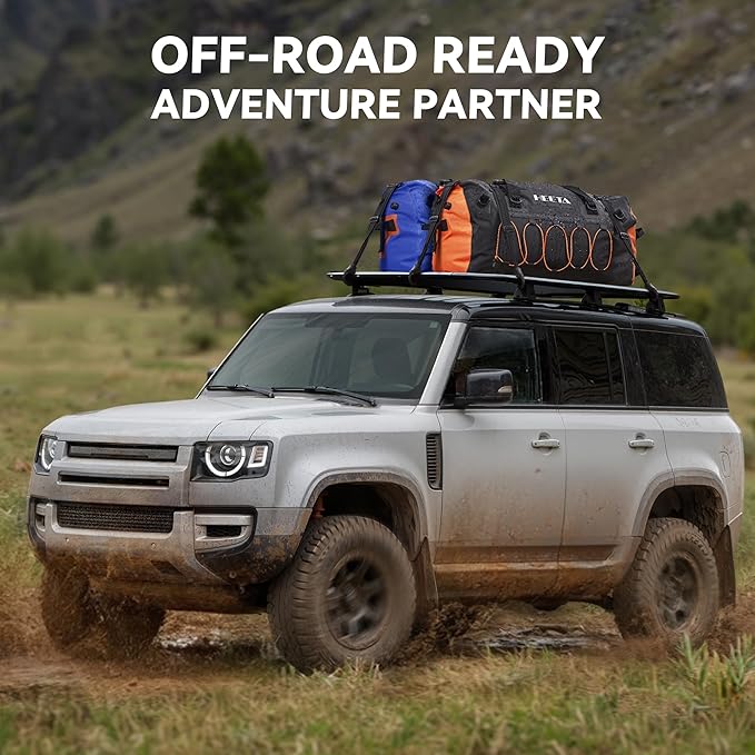 HEETA Waterproof Duffel Bag Motorcycle Dry Bag Backpack, Extra Large Rolltop Travel Duffle Bags with Straps & Handles for Kayaking Rafting Boating Canoeing Camping Gym Beach (Black, 80L)