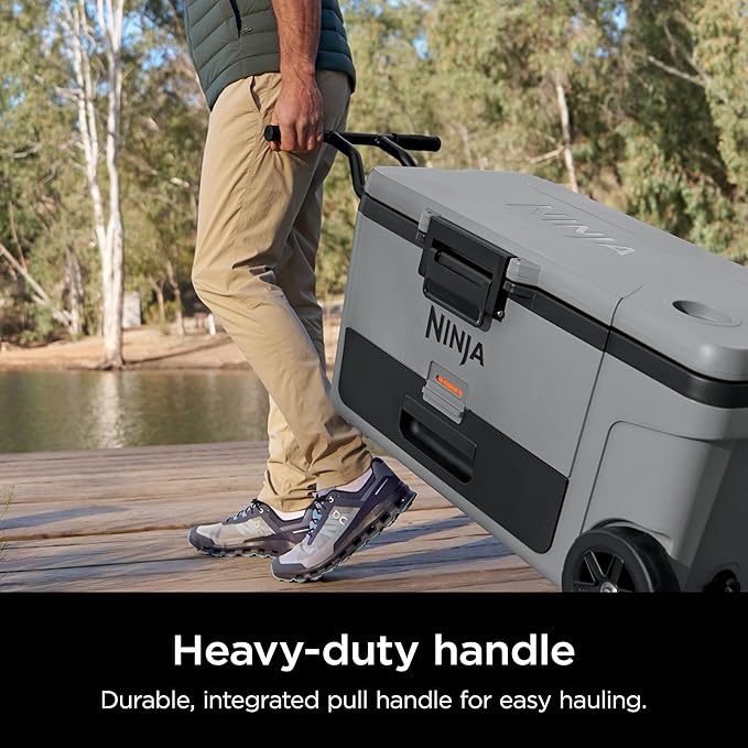 Ninja | Cooler | FrostVault 65QT Cooler with Wheels | Insulated with Temp Dry Storage Drawer | Keeps Ice Cold for Days | for The Beach, Camping, Picnics & More | Slate Gray | FB265GY