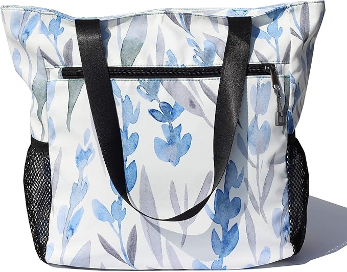 ESVAN Original Floral Water Resistant Large Tote Bag Shoulder Bag for Gym Beach Travel Daily Bags Upgraded