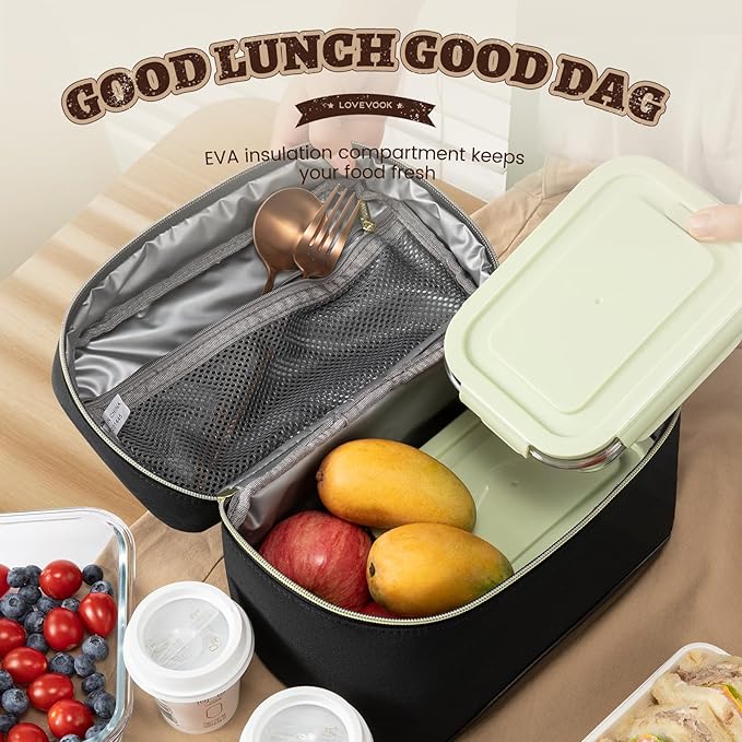 LOVEVOOK Lunch Box for Women,Adult Insulated Lunch Bag for Women,Leakproof Cooler Bag for Office Picnic Hiking Beach,Lunch Tote Bag with Adjustable Shoulder Strap