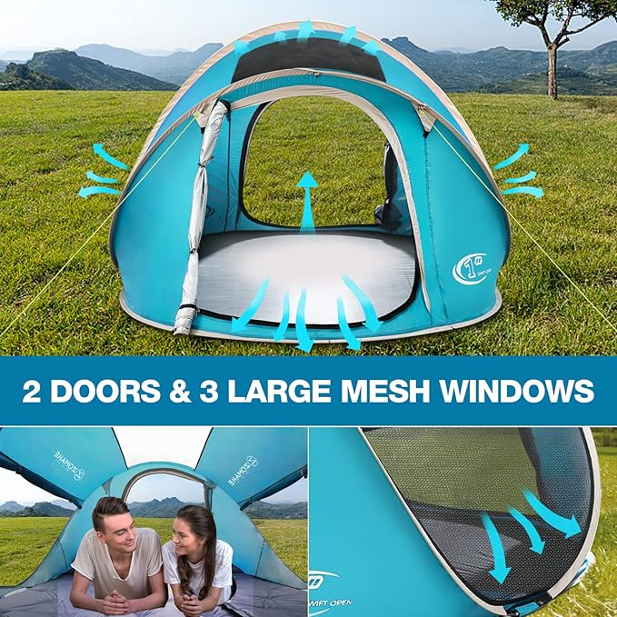 Easy Pop Up Tent 2-4 Person Waterproof - Pop-Up Camping Tents Automatic Tent Throw Pop Up Instant Flip Pop Tent for Camping,by ZOAMKE