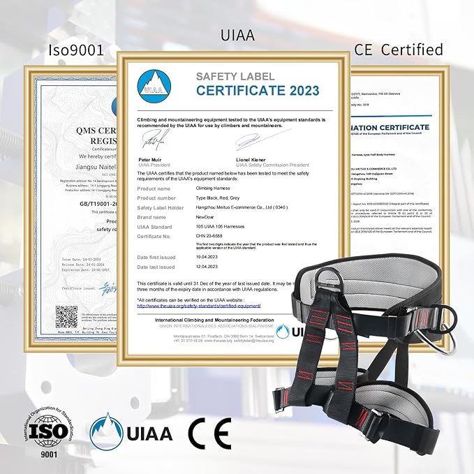 NewDoar Climbing Harness, Mountaineering Rock Climbing Harness, Half Body Harness for Rappelling Fire Rescuing Tree Climbing