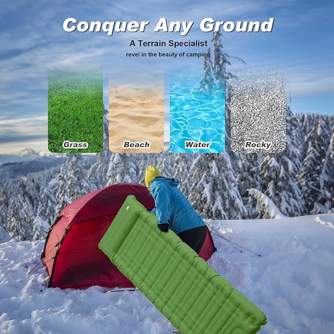 Camping Sleeping Pad, Extra Thickness 4.7 Inch Inflatable Sleeping Mat Ultralight Waterproof Camping Mat with Built in Pump Air Mattress for Backpacking, Hiking, Tent, Travel