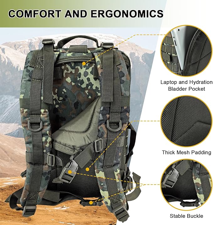 MOLLE Assault Pack, Tactical Backpack Military Army Camping Rucksack, 3-Day Pack
