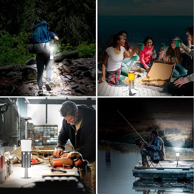 Rechargeable 18000mAh Camping Light with Stand , Telescopic Rechargeable Multifunction Lanterns 7500 Lumens LED Work Light Dimmable IPX7 Emergency Flashlight Emergency, Construction, Power Outages