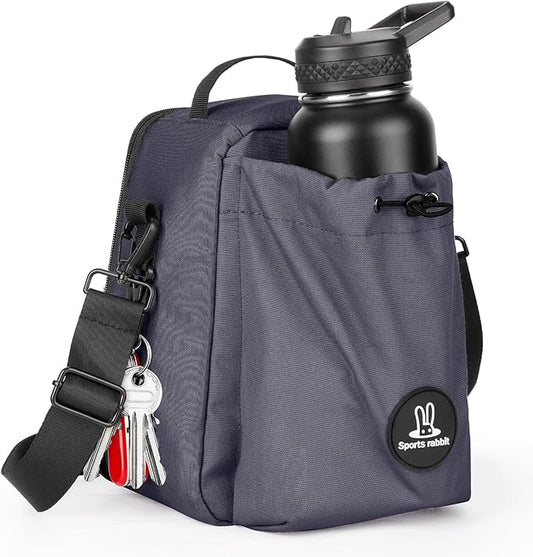 Sports rabbit Insulated Lunch Bag for Men – Front Pocket Compatible with 40/30OZ YETI Bottles – Leakproof Cooler Tote, Water-Resistant Wax-Coated Oxford – Perfect for Work, Travel, Picnics (Gray)