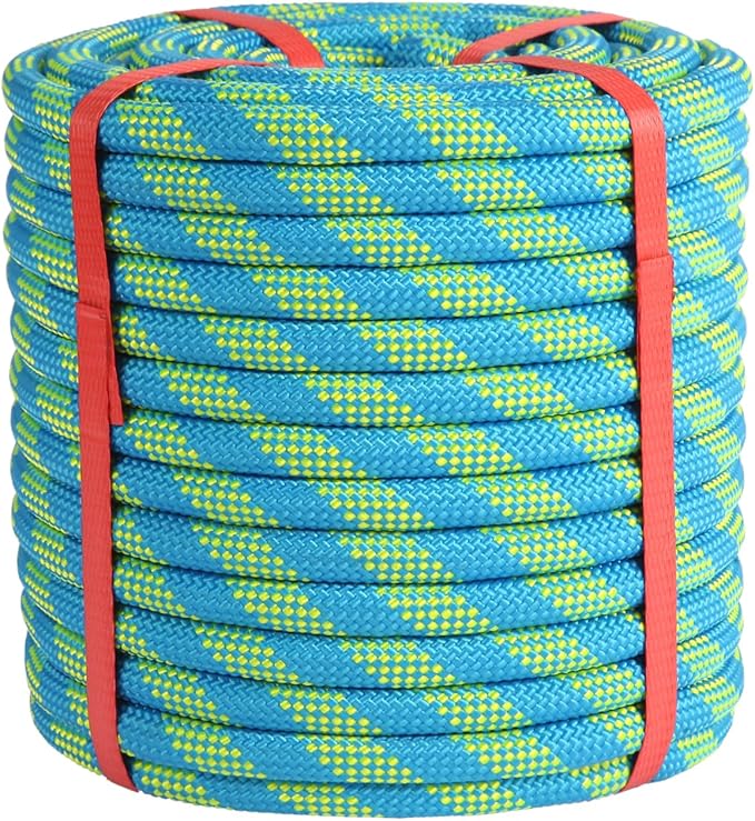 1/2inch Arborist Rope Tree Climbing Rope 48 Strand（200ft） Polyester Bull Rope for Swing Pulling Outdoor Marine