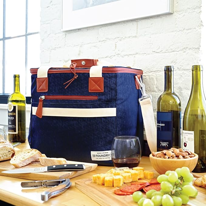 Fit & Fresh 24-Can Navy Insulated Soft Cooler Bag, 7.12 Liters, Portable, Leakproof, Insulated, PEVA Lined