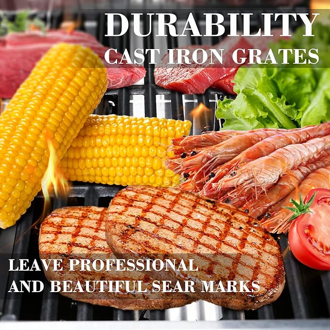 Hisencn 17.8'' Cooking Grates for Char-Griller Legacy 2190 Grill, Cast Iron Grates Replacement Parts for Dyna Glo DGN486DNC, DGN486SNC,DGN576DNC, Fit for Napoleon LD4 LD4NSS R525 R525NK R525SB