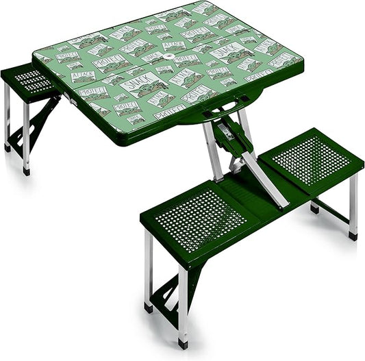PICNIC TIME Star Wars Mandalorian Grogu Folding Picnic Table, Camping Table, Outdoor Table with Umbrella Hole, (Hunter Green)