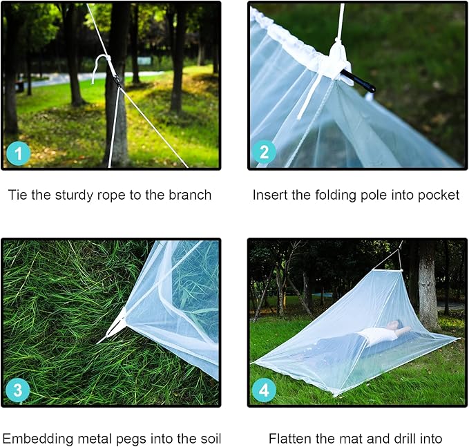 No-See-Ums Camping Mosquito Net Bed Compact and Ultra-Light for Travel，Finest Holes Mesh 2000 Noseeum Netting for Camping and Hiking, Without Sleeping Mat