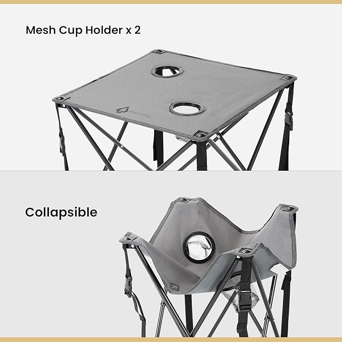 ARROWHEAD OUTDOOR 26” (66cm) Heavy-Duty Portable Camping Folding Table, 2 Cup Holders, Compact, Square, Carrying Case Included, Steel Frame, High-Grade 600D Canvas, USA-Based Support