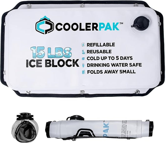 7lb, 10lb, 15lb Refillable Reusable Ice Pack – Stays Cold for Up to 5 Days – Non-Toxic, Leakproof, and Suitable for Potable Drinking Water – Built Tough, Rolls Up for Easy Storage