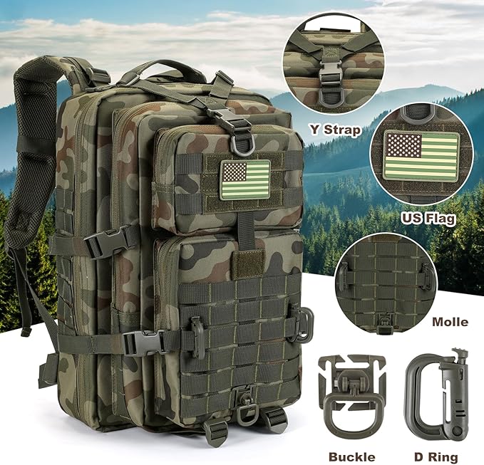 MOLLE Assault Pack, Tactical Backpack Military Army Camping Rucksack, 3-Day Pack
