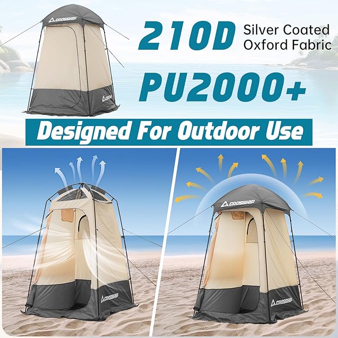Camping Shower Tent - Outdoor Privacy Tent with Solar Shower Bag - 84.6" H*60" W Privacy Shelter for Outdoor Bathroom, Changing Room & Fishing, UV Resistant&Waterproof Camping Bathroom