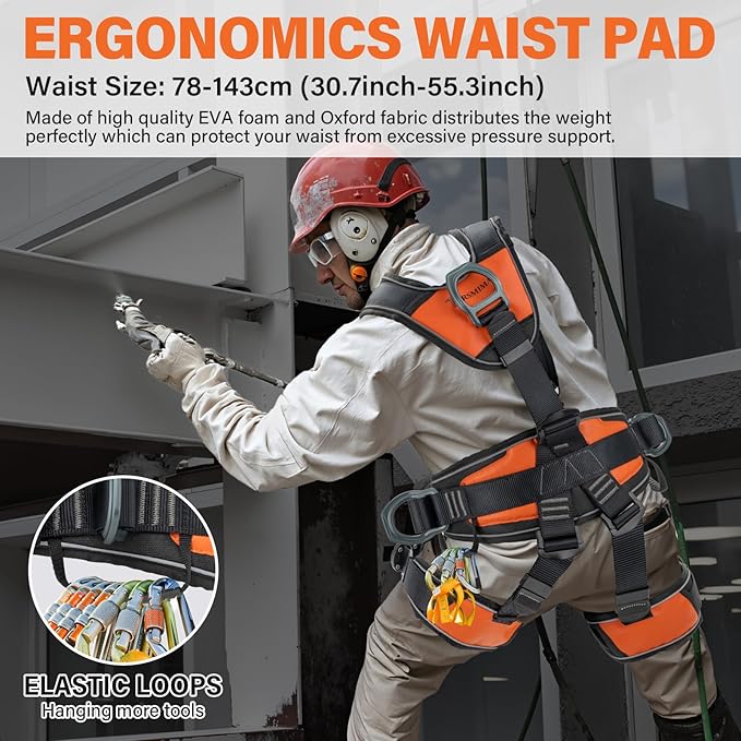 TRSMIMA Safety Harness Fall Protection - Roofing Full Body Climbing Harness Men Tree Work Rock Climbing Chest Ascender Detachable Design