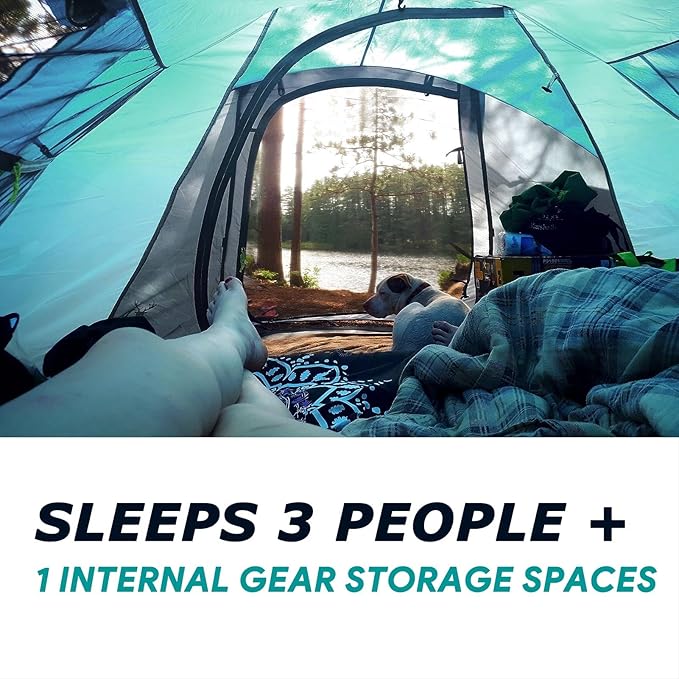 4 Person Easy Pop Up Tent,9.5’X6.6’X52'',Waterproof, Automatic Setup,2 Doors-Instant Family Tents for Camping, Hiking & Traveling