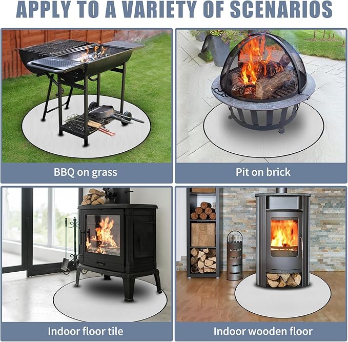 36" Grill Mat for Outdoor Grill, Fireplace Mat, Fireproof Mat for BBQ Fire Pit (36"-4LAYER)