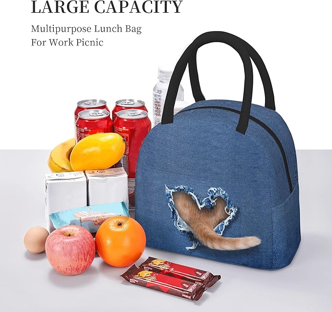 Cute Cat Lunch Bag Lunch Box for Women Men Boys Girls, Reusable Insulated Lunch Tote Bag, Leakproof Thermal Cooler Sack Food Handbags High Capacity for Work School Picnic Camping Gifts
