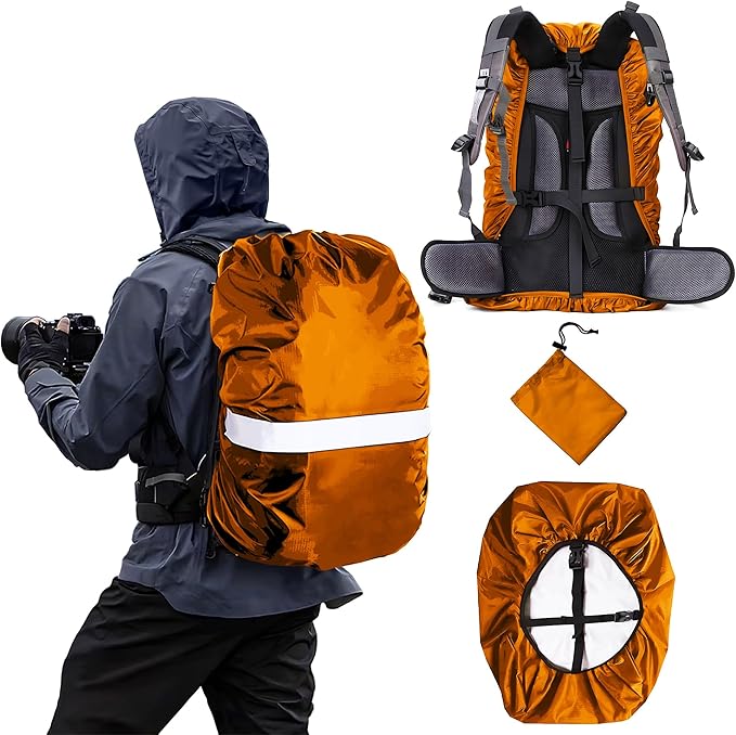 Waterproof Backpack Rain Cover,8000mm Waterproof Level,Upgraded with Reflective,Anti-Slip Cross Buckle Straps,Ultra-Strong Multilayer Structure for Hiking,Biking,Camping,Outdoor, Traveling