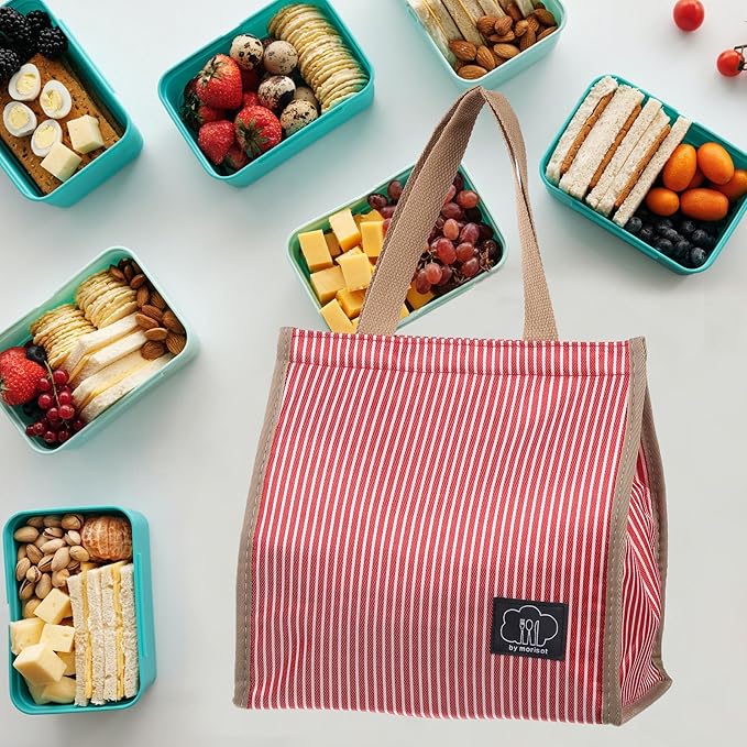 PATIKIL Insulated Lunch Bag, Oxford Cloth Waterproof Lunch Tote Bag Thermal Portable Lunch Box Food Container for Work Office Picnic Outdoor, 10.24"x6.69"x10.24", Red