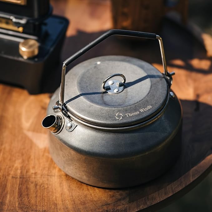 Camping Kettle 1Liter, Camp Tea Coffee Pot Stainless Steel Outdoor Hiking Kettle Pot Lightweight Durable Camping Tea Kettle