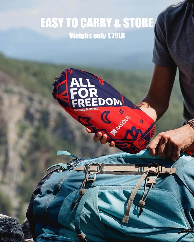 AKSOUL Sleeping Pad Camping Mat: Self Inflating Ultralight & Compact Air Mattress, Connectable Lightweight Inflatable Pad with Built-in Foot Pump for Camping, Hiking, Backpacking