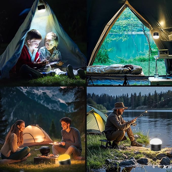 Rechargeable LED Camping Lantern 1000LM, Portable Tent Lights with 3 Colors, IP65 Waterproof, Magnetic Base, 4000mAH Emergency Hanging Light for Power Outages, Hiking, Tent, Outdoor, Home
