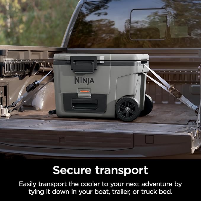Ninja | Cooler | FrostVault 45QT Cooler with Wheels | Insulated with Temp Dry Storage Drawer | Keeps Ice Cold for Days | for The Beach, Camping, Picnics & More | Slate Gray | FB245GY