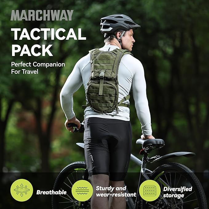 MARCHWAY Tactical Molle Hydration Pack Backpack with 3L TPU Water Bladder, Military Daypack for Cycling, Hiking, Running, Climbing, Hunting, Biking