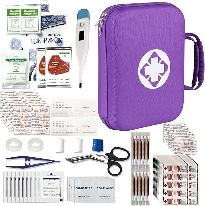 300PCS Home First Aid Kit for Hiking Car Home Emergency Kit First Aid Multiple Purpose Case Outdoor Backpacking Gear for Disaster Preparedness Purple