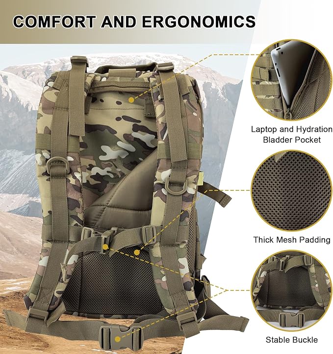 MOLLE Assault Pack, Tactical Backpack Military Army Camping Rucksack, 3-Day Pack