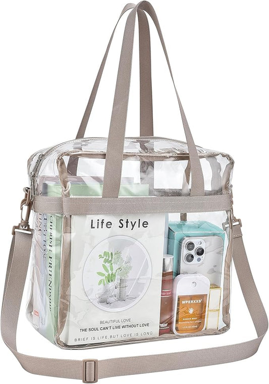 USPECLARE Clear Tote Stadium Approved, Security Travel & Gym Clear Bag for Work Sports Games Concerts