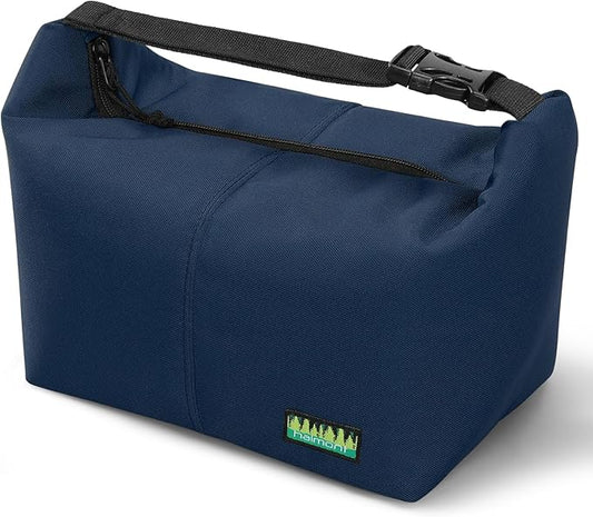 Haimont Small Insulated Lunch Bag, Reusable Thermal Cooler Lunchbox with Adjustable Buckle, Leakproof Practical Lunch Tote Women Men for Beach, Hiking, Business, Navy Blue