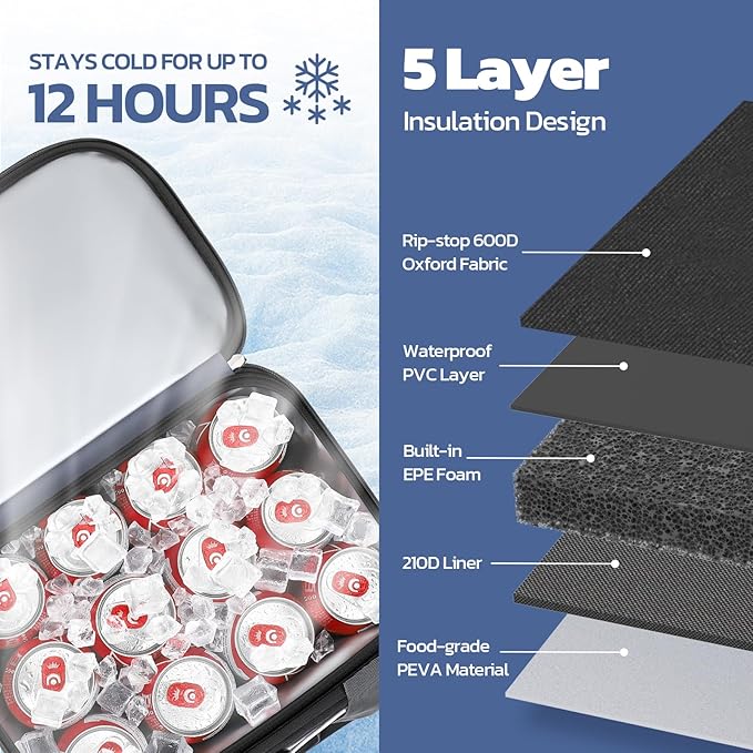 Maelstrom Soft Cooler Bag,Collapsible Soft Sided Cooler,24/30/60/75 Cans Beach Cooler,Ice Chest,Large Leakproof Camping Cooler,Portable Travel Cooler for Grocery Shopping,Camping,Road Trips