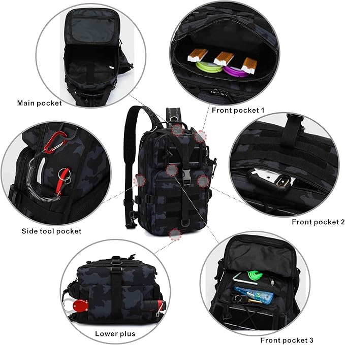 Tactical Backpack Medium EDC DayPack Military Molle Backpacks Bag Outdoor Rucksack for Fishing Hunting Camping (brown camo)