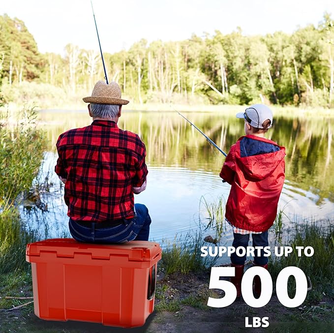 60 Quart Hard Cooler, Insulated Ice Chest Box Holds Ice for up to 6 Days, Portable Cooler with Nylon Rope Handles, Cup Holders, Double Latches for Camping Drink, Beach, Picnic, Fishing, Boat, Barbecue