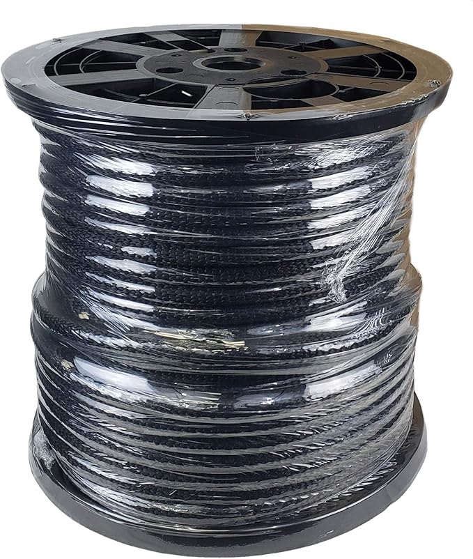 1/2 inch Black Dacron Polyester Rope - 250 Foot Spool | Solid Braid - Industrial Grade - High UV and Abrasion Resistance - Low Stretch