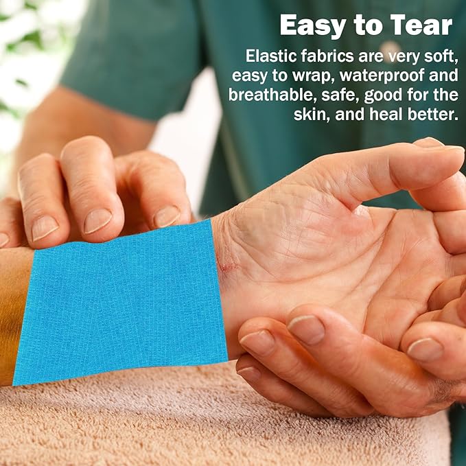 First Aid Bandages Cohesive Wrap Adhesive Self Adherent Tape - Colorful Bandages (Little Blue, 2-inch)