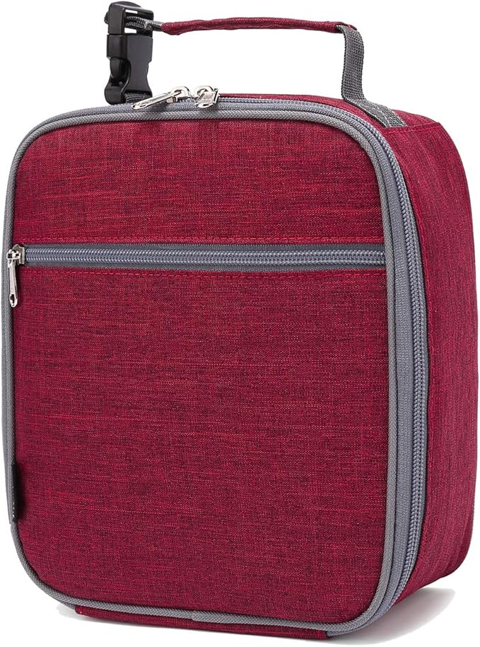 FlowFly Kids Lunch box Insulated Soft Bag Mini Cooler Back to School Thermal Meal Tote Kit for Girls, Boys, Red