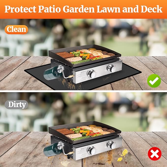 25 x 20 in Heat Resistant Grill Mats for Outdoor Grill to Protect Your Prep Table and Outdoor Grill Table, Fireproof Waterproof Oil-Proof BBQ Mat Grill Table Mat - Reusable Black (0.6mm)