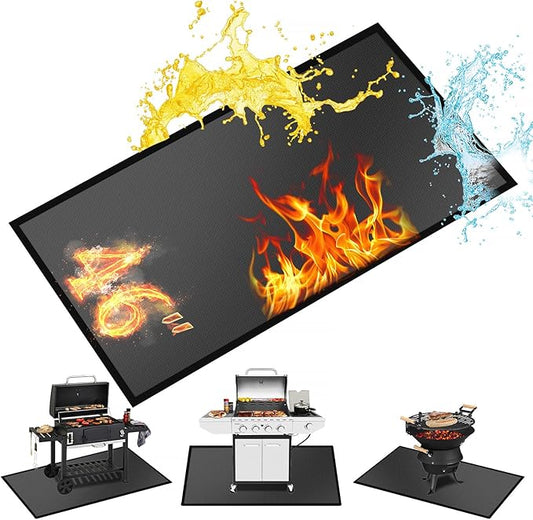 46 ×26 inches Rectangle Fire Pit Mat/ Fireproof Hearth Mats for Fireplaces Fire Resistant, Fireproof Mat Grill Mat BBQ Grill Pads Protect Mat for Deck Patio Grass Outdoor Charcoal, Smokers, Gas Grills