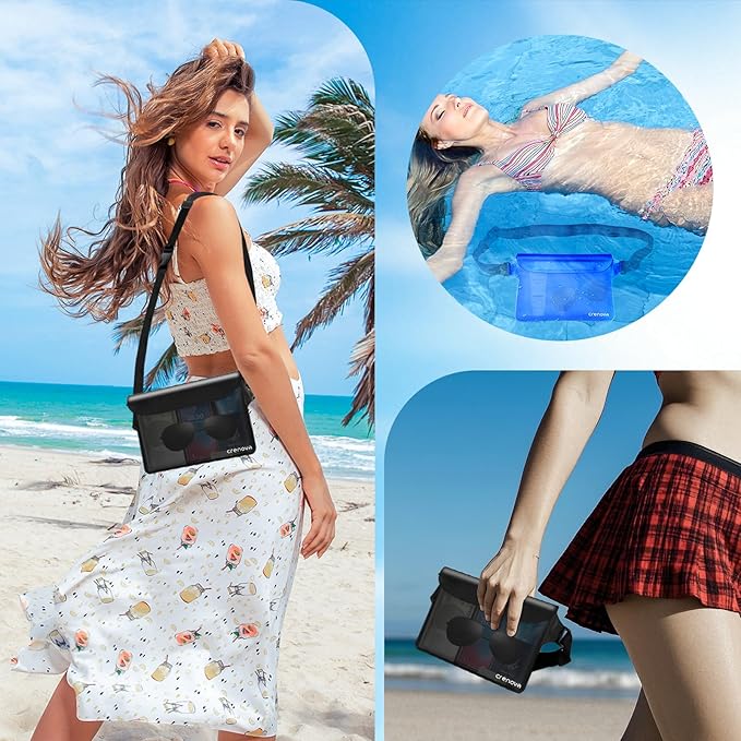Waterproof Bag for Beach, Sandproof Fanny Packs for Women, Waterproof Pouch for Phone Passport Purse, Floating Dry Bags for Cruise Travel Water Park Boating Fishing Diving Surfing Kayaking Accessories