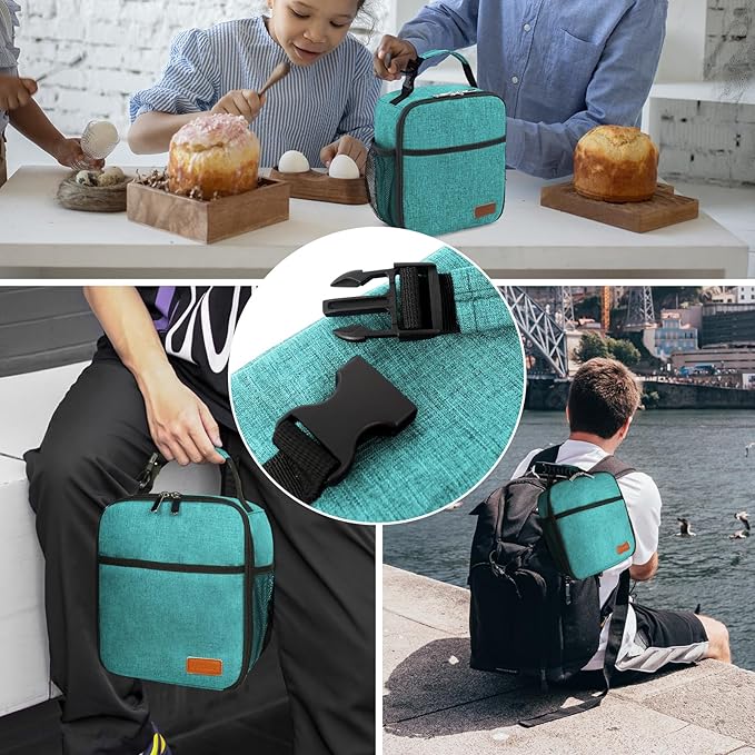 Femuar Lunch Box for Men Women Adults, Small Lunchbox for Work Picnic - Reusable Lunch bag Portable Lunch tote, Light Blue