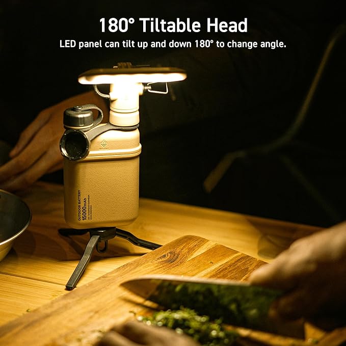 ELECOM NESTOUT Outdoor Camping LED Panel Flashlight w/ Mini Tripod, Dimmable USB Powered LED Light, IP44 Water Dust Resistant, 30-1000 Lumen, Portable Lantern for NESTOUT Power Bank, Black (Flash-1)