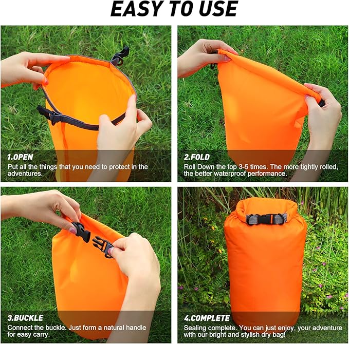R2Depot Waterproof Dry Bag, 5L/10L/20L/40L/70L Dry Storage Bag for Kayaking, Gym, Hiking, Swimming (Green, 20L)