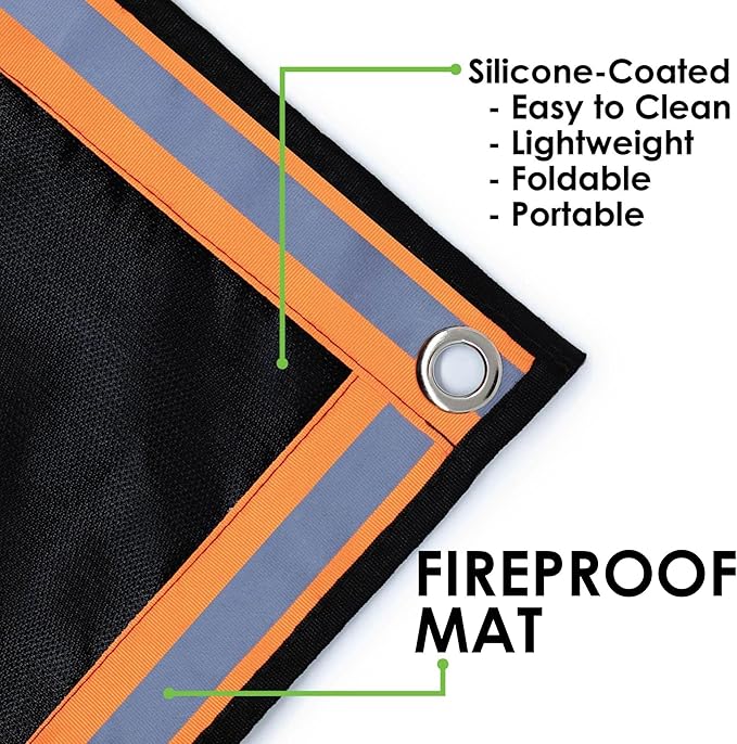 XL Fire Pit Mat, USA Based, Fireproof Under Grill Mat for Outdoor Grill Deck Protector, 67" x 60", for Firepit, Grass, Patio, Lawn, Campsite, BBQ Mat, Fire Proof Ember Mat