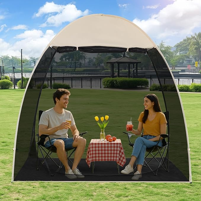 EighteenTek Screen House Gazebo, 2-4-6 Person Pop Up Screen Tent, Instant Screen Room with Carry Bag, Outdoor Mosquito Tent, Sun Shade Shelter for Patio, Garden, Backyard, Deck & Outdoor Activities