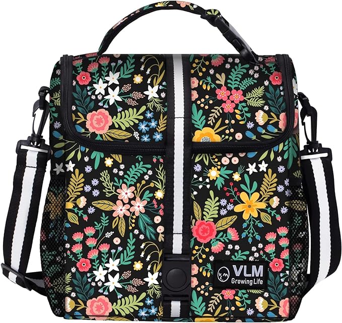 VLM Lunch Box for Women, Insulated Lunch Bag Women with Adjustable Shoulder Strap, Cute Lunch Tote Bag for Work,Picnic,Camping